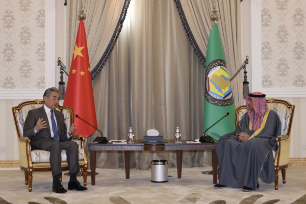 Member of the Political Bureau of the Communist Party of China Central Committee and Chinese Foreign Minister Wang Yi holds talks with Secretary General of the Gulf Cooperation Council Jasem Mohamed Albudaiwi, in Riyadh, Saudi Arabia, December 14, 2025. /Chinese Foreign Ministry