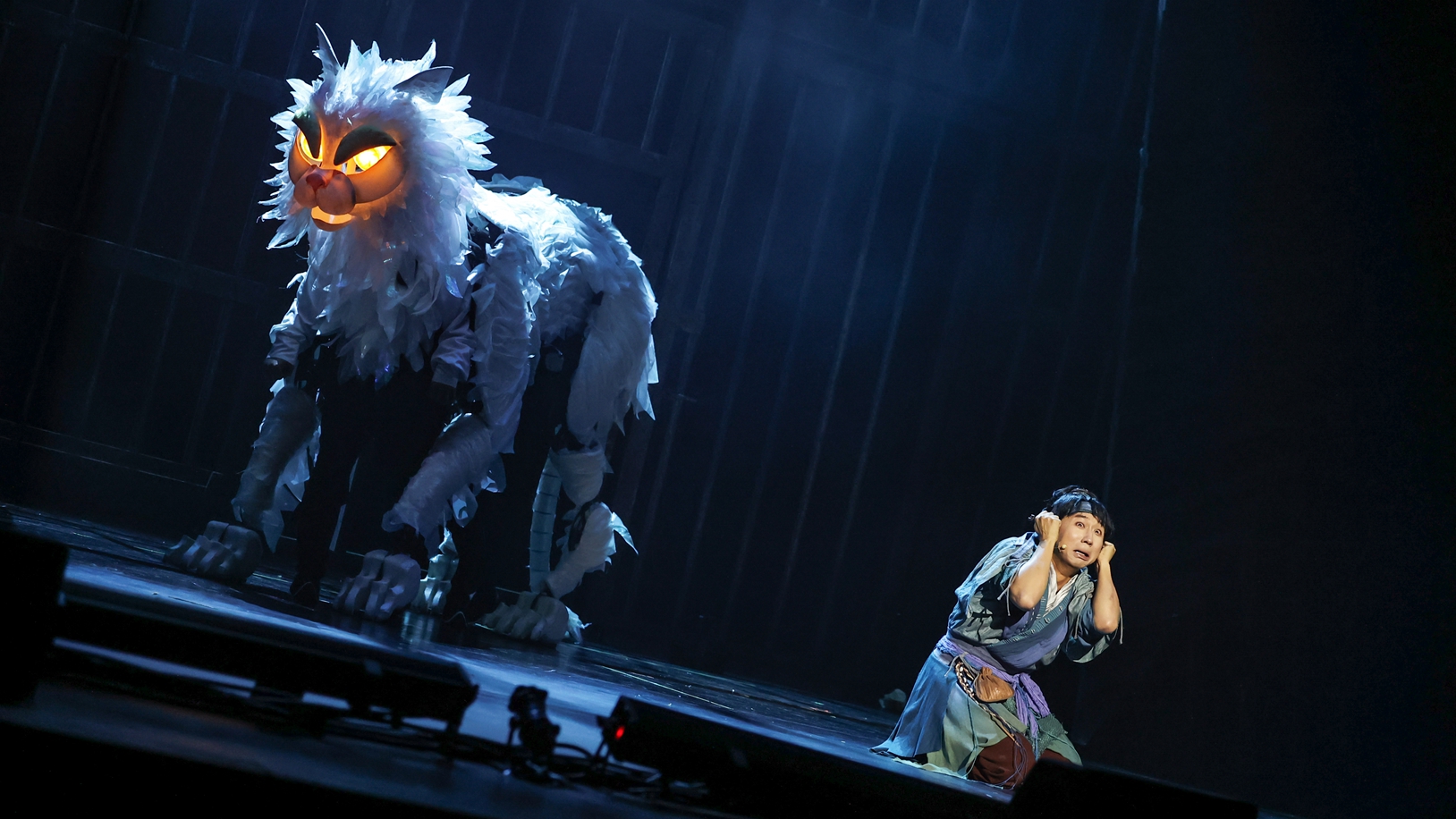 The cat puppetry of the musical. /Musical 