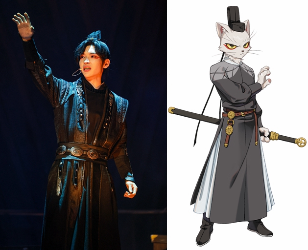 Bai Zhuoming (L) as Li Bing (R). /Musical 