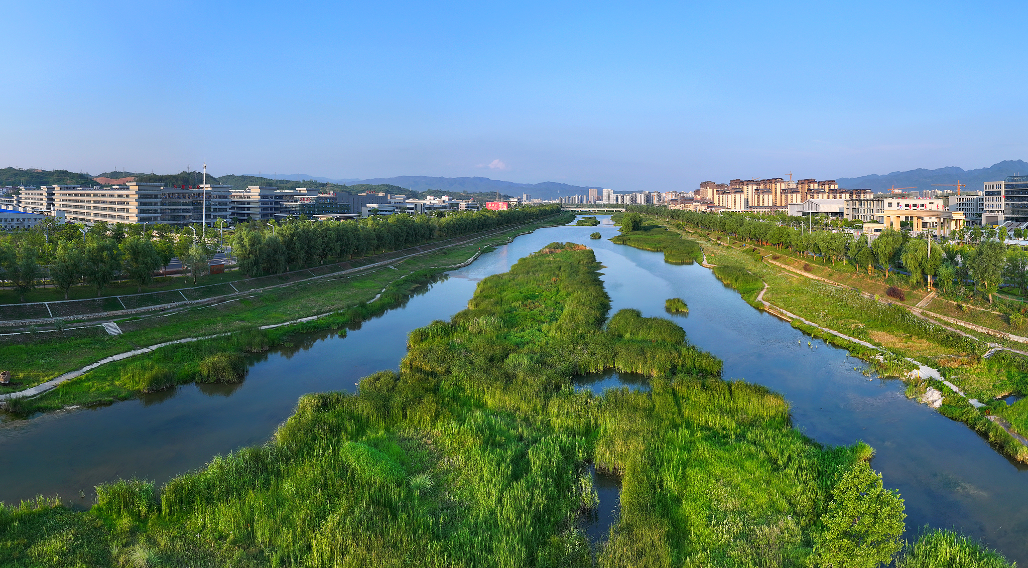 Wetlands along the river in Shiyan, Hubei Province, central China, June 13, 2025. /VCG