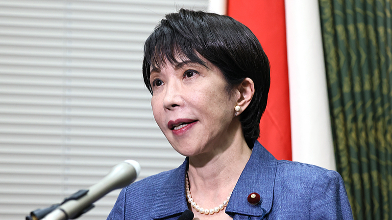 Japanese Prime Minister Sanae Takaichi answers questions from reporters after a party leaders' meeting with Yuichiro Tamaki, leader of the Democratic Party for the People (DPP), in Chiyoda Ward, Tokyo, Japan, December 18, 2025. /VCG