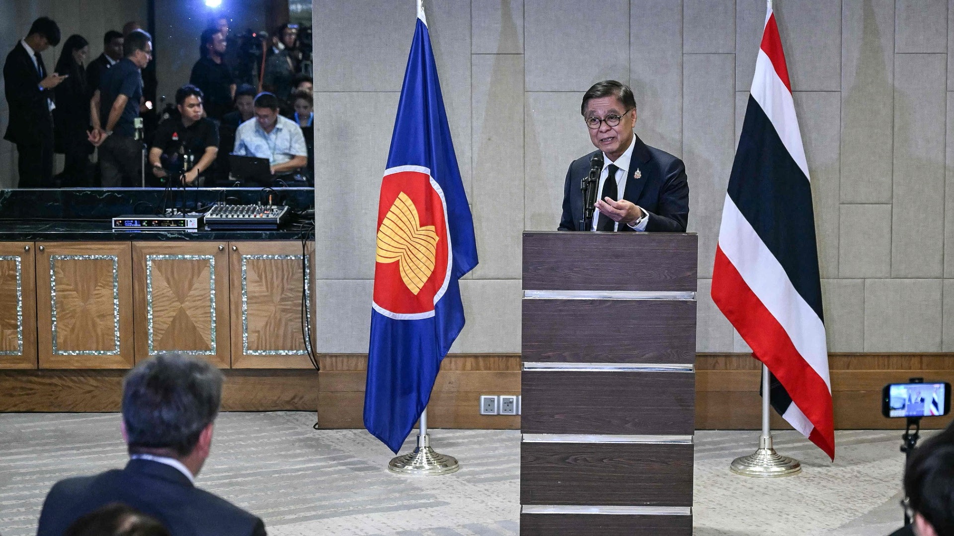 Thailand's Foreign Minister Sihasak Phuangketkeow holds a press conference following a special ASEAN Foreign Ministers' Meeting on the Thai-Cambodian conflict in Kuala Lumpur on December 22, 2025. /VCG