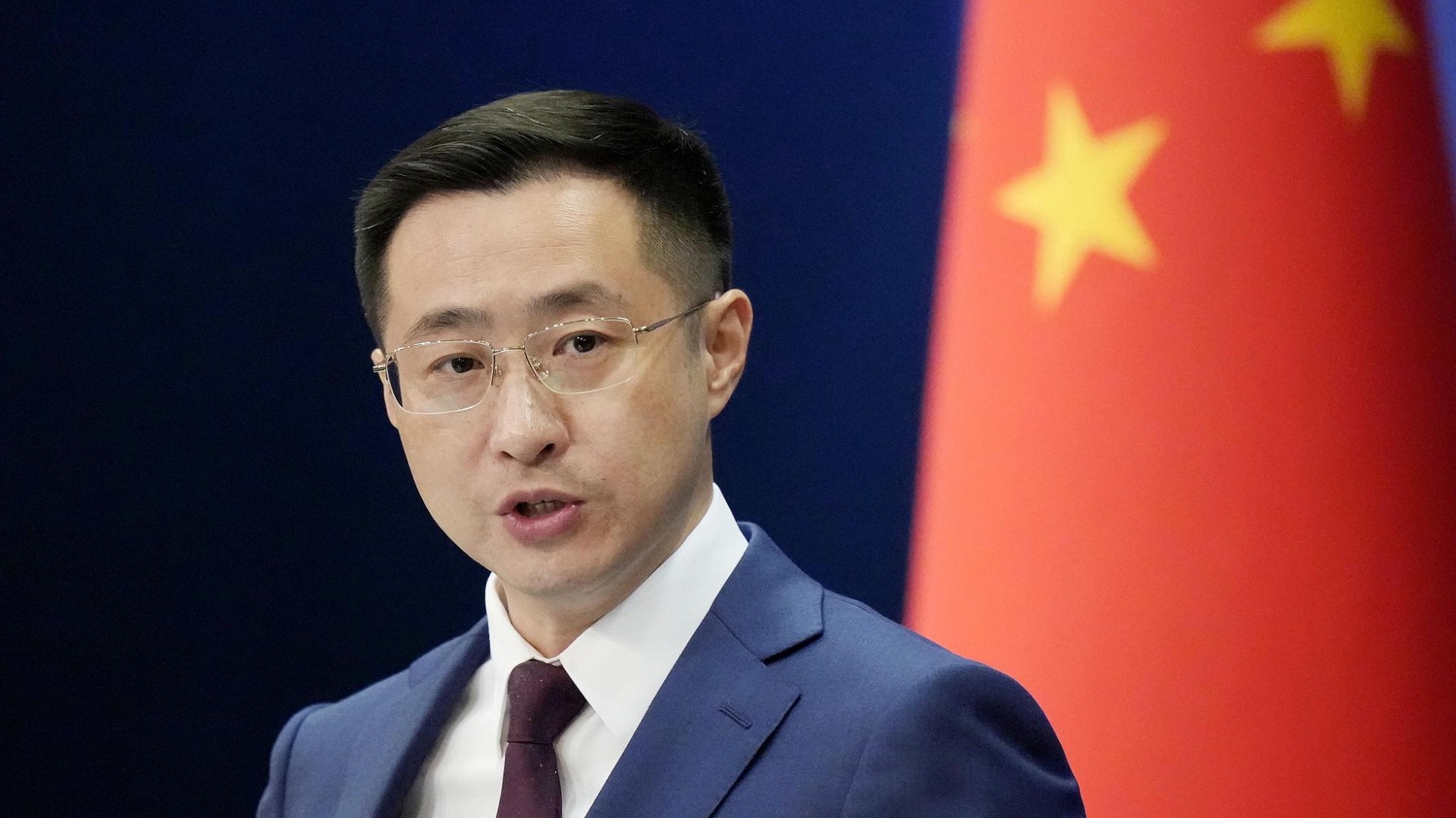 A file photo of Chinese Foreign Ministry spokesman Lin Jian holding a press conference in Beijing. /VCG