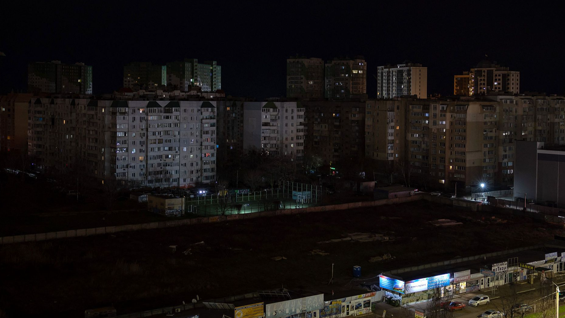 Residential buildings in the southern city of Odesa, where some neighborhoods are without power following missile and drone attacks on Ukrainian energy infrastructures, December 22, 2025. /VCG