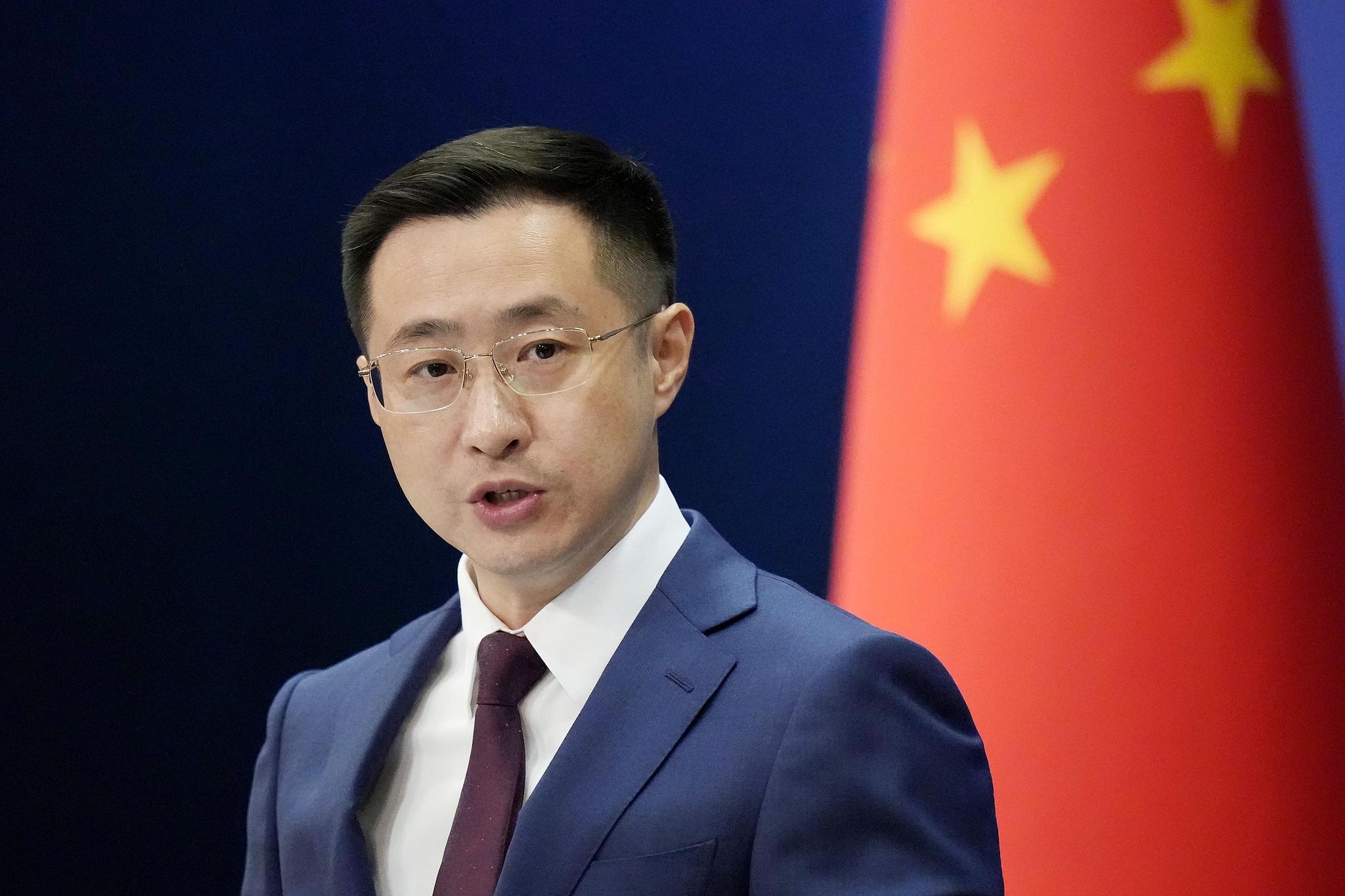 A file photo of Chinese Foreign Ministry spokesperson Lin Jian at a press conference. /VCG