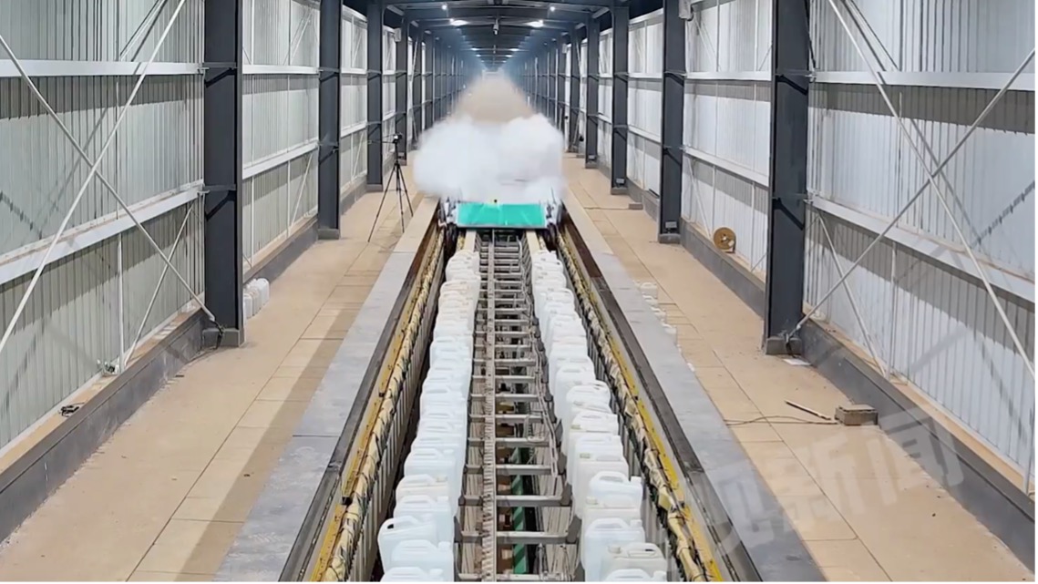 The vehicle reaches the end of the test track. /CMG