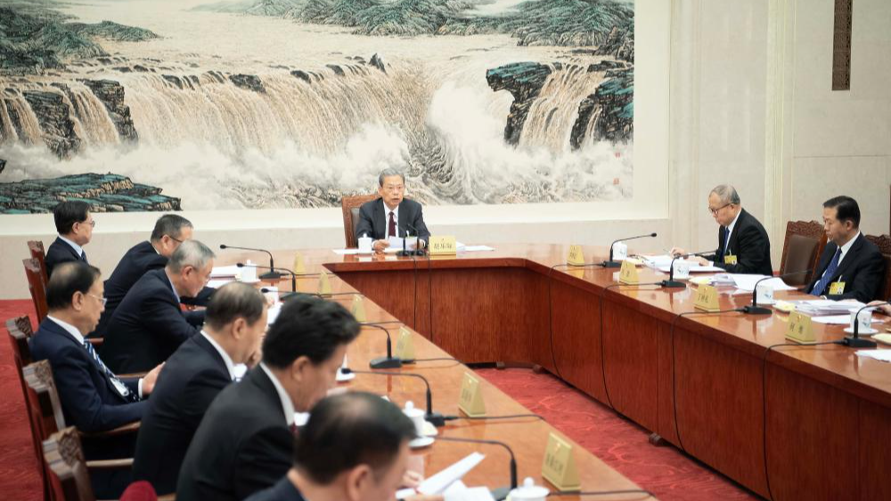 Zhao Leji, chairman of the National People's Congress (NPC) Standing Committee, presides over the 57th meeting of the Council of Chairpersons of the 14th NPC Standing Committee at the Great Hall of the People in Beijing, capital of China, December 24, 2025. /VCG