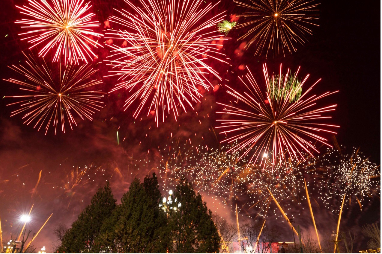 A fireworks show celebrating the Lantern Festival in Jinzhong City, north China's Shanxi Province, February 12, 2025. /CFP