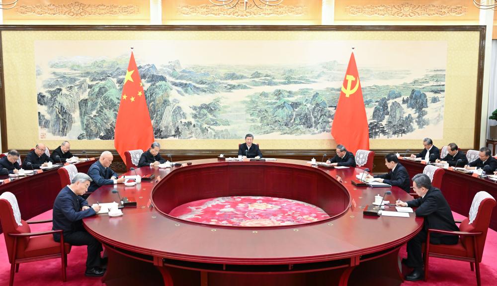 Xi Jinping, general secretary of the CPC Central Committee, delivers an important speech while chairing the criticism and self-criticism meeting of the Political Bureau of the CPC Central Committee. The meeting was held from December 25 to 26, 2025. /Xinhua