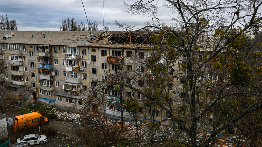 A heavily damaged residential building in one of the residential districts in Kyiv, Ukraine, December 23, 2025. /VCG