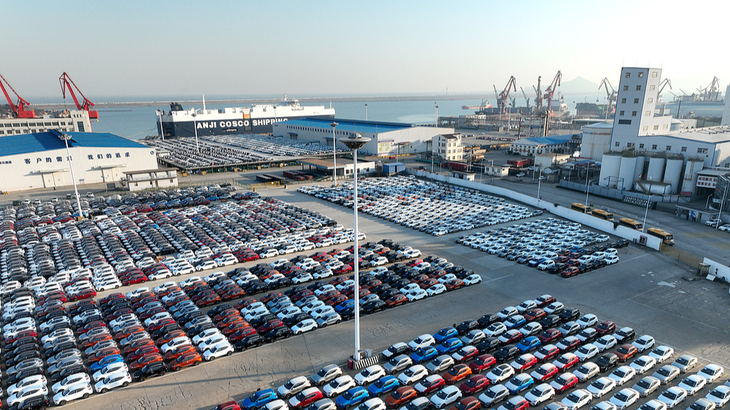 A view of cars for export to Mexico at a port in Lianyungang City, east China's Jiangsu Province, December 2, 2023. /VCG