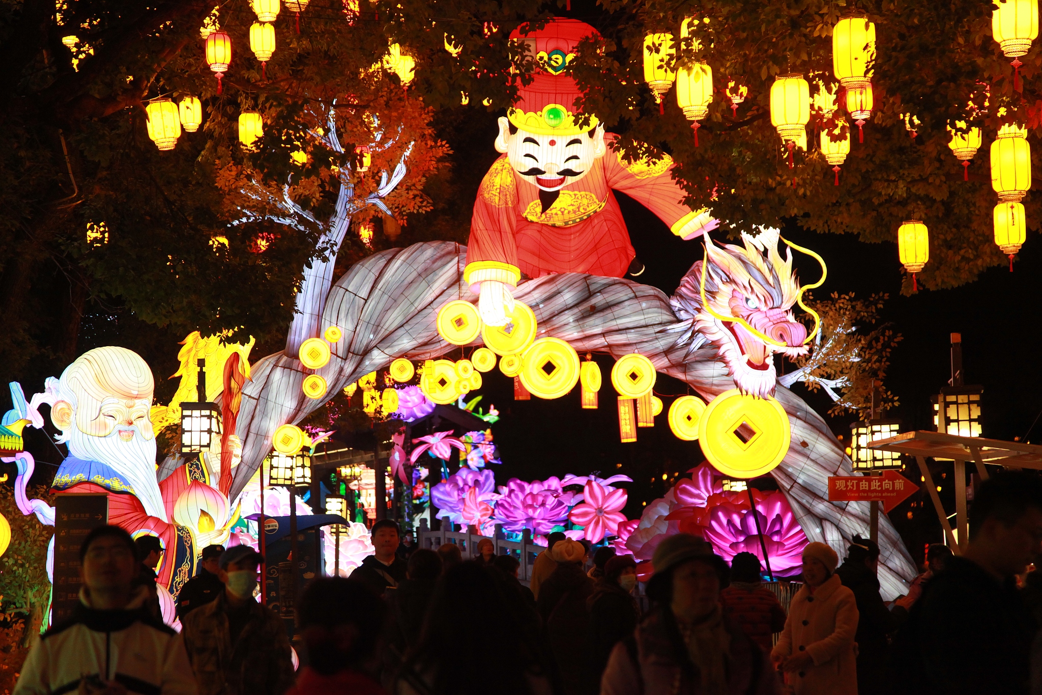 A view of the lantern art exhibition zone is seen at Bailuzhou Park in Nanjing, east China's Jiangsu Province, on December 26, 2025. /VCG