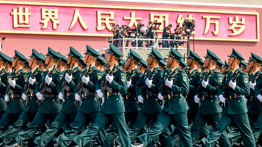 Military personnel participate in a military parade held to commemorate the 80th anniversary of the victory of the Chinese People's War of Resistance Against Japanese Aggression and the World Anti-Fascist War in Beijing, China, September 3, 2025. /VCG