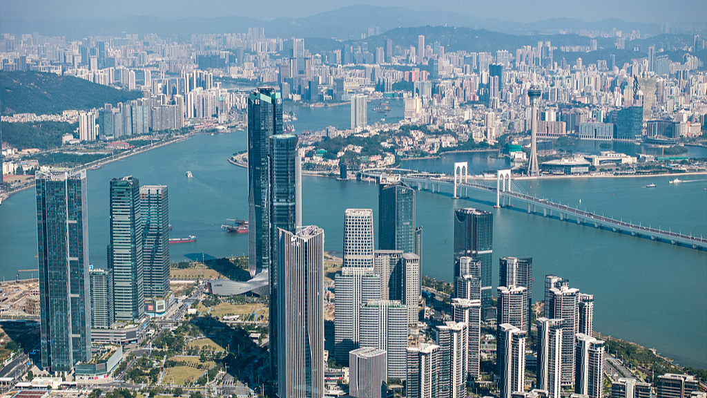 A view of south China's Macao Special Administrative Region and Hengqin in Zhuhai City in south China's Guangdong Province. /VCG