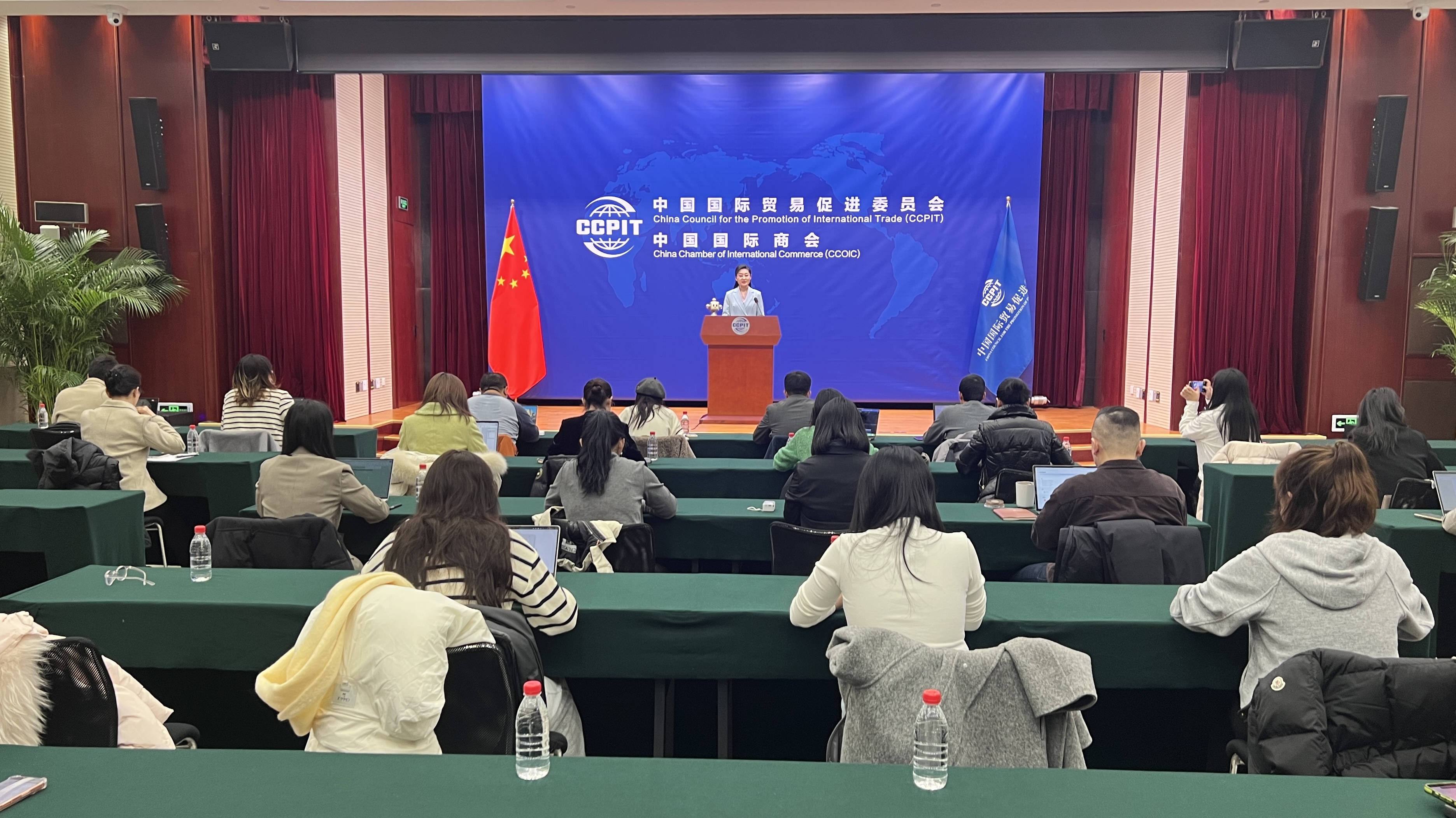 At the CCPIT's December regular press conference, held on December 29, spokesperson Wang Wenshuai briefs the media on China's trade developments. An Kun/CGTN