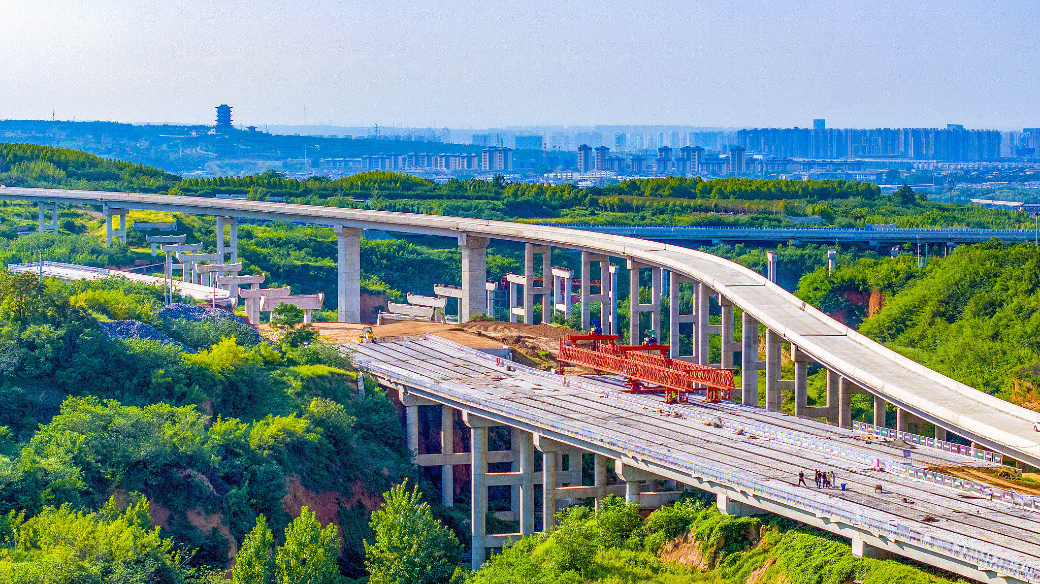 View of the construction site of the Zhengzhou-LuoYang Expressway project, in Luoyang City, China's Henan Province, September 8, 2025. /VCG