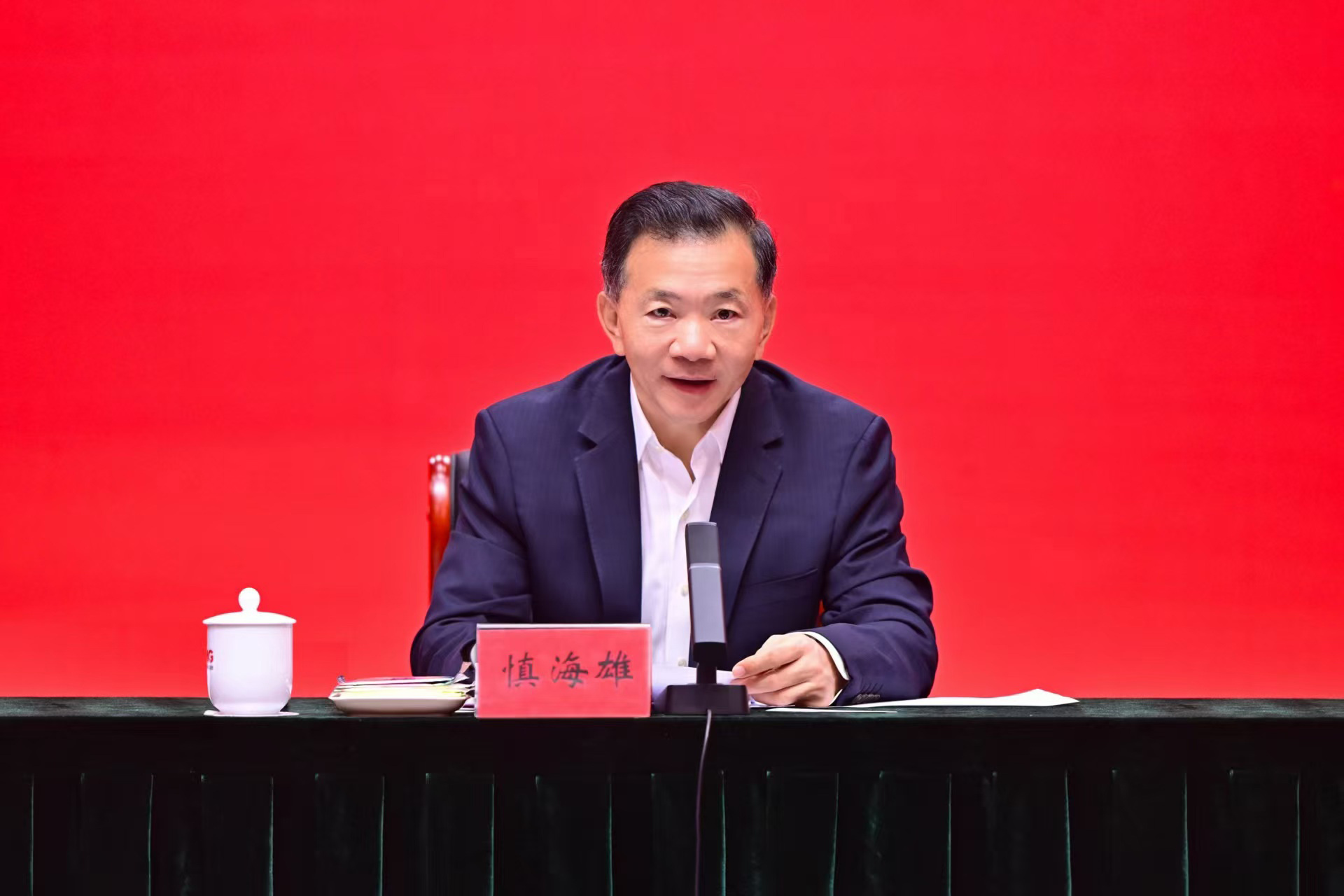 Shen Haixiong, vice minister of the Publicity Department of the Communist Party of China (CPC) Central Committee and president of China Media Group (CMG), delivers a speech at a symposium in Beijing to mark the 85th anniversary of the founding of the Chinese people's radio broadcasting service, Beijing, China, December 30, 2025. /China Media Group