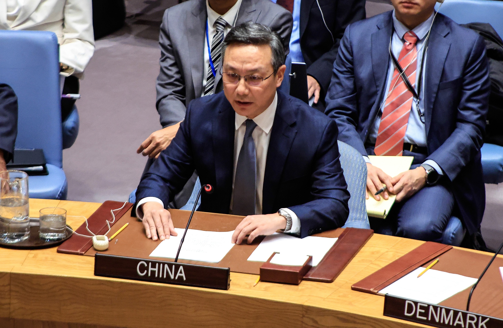 Sun Lei, China's Deputy Permanent Representative to the United Nations, speaks during a UN Security Council meeting at UN headquarters in New York, USA, 29 December 2025. /VCG