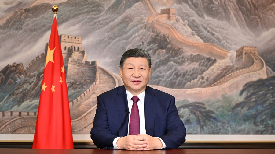 Chinese President Xi Jinping delivers his annual New Year message in Beijing, China. /Xinhua