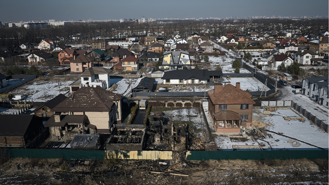 A view of the destruction after a drone attack in Kyiv, Ukraine, February 26, 2025. /CFP