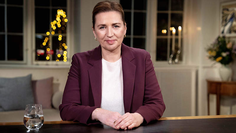 Danish Prime Minister Mette Frederiksen delivers New Year's speech at Marienborg in Kongens Lyngby, Denmark, January 1, 2026. /VCG