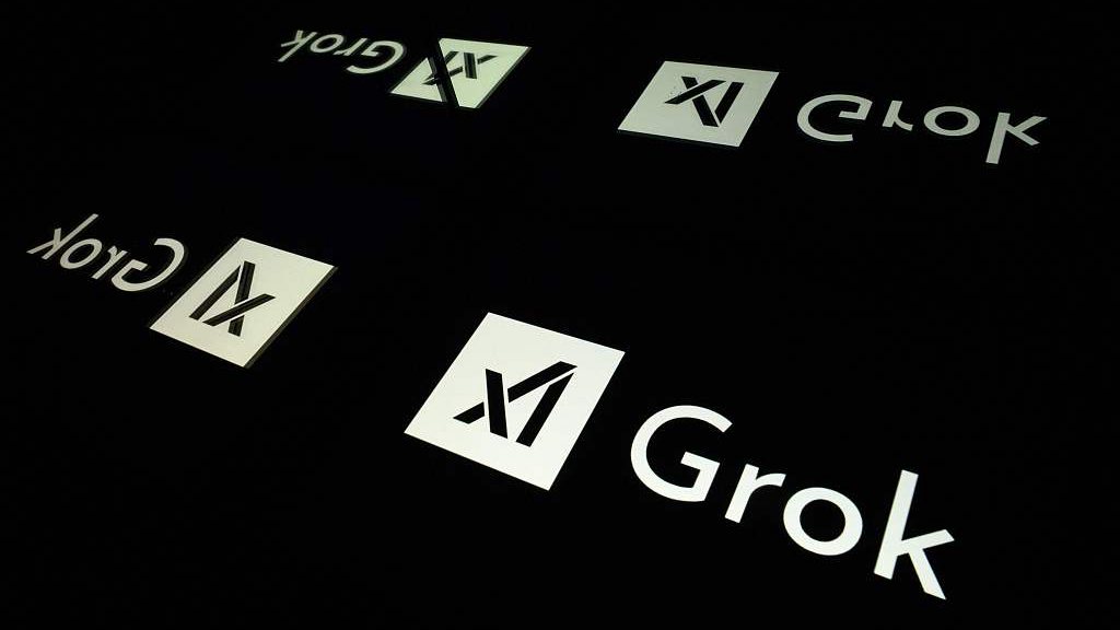 The logo of Grok, a generative AI chatbot developed by Elon Musk's xAI. /VCG