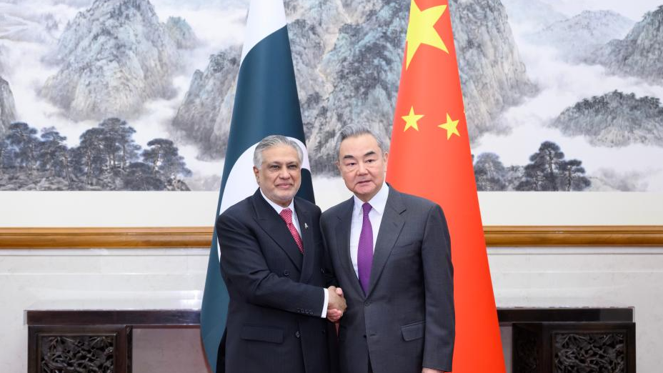 Chinese Foreign Minister Wang Yi meets with Pakistani Deputy Prime Minister and Foreign Minister Mohammad Ishaq Dar in Beijing, China, January 4, 2026. /Xinhua
