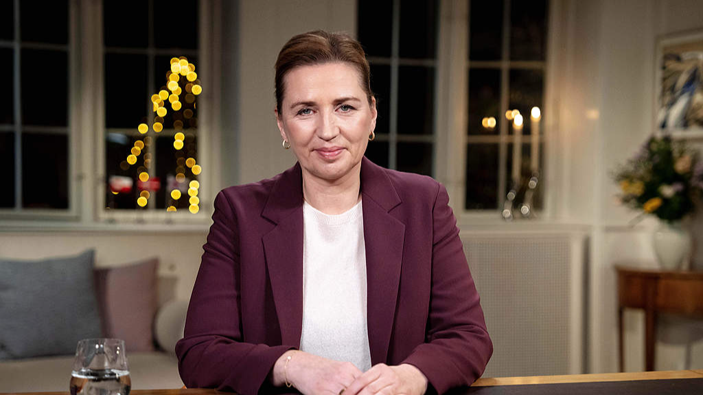 Denmark's Prime Minister Mette Frederiksen delivers a New Year's speech at Marienborg in Kongens Lyngby, Denmark, January 1, 2026. /VCG