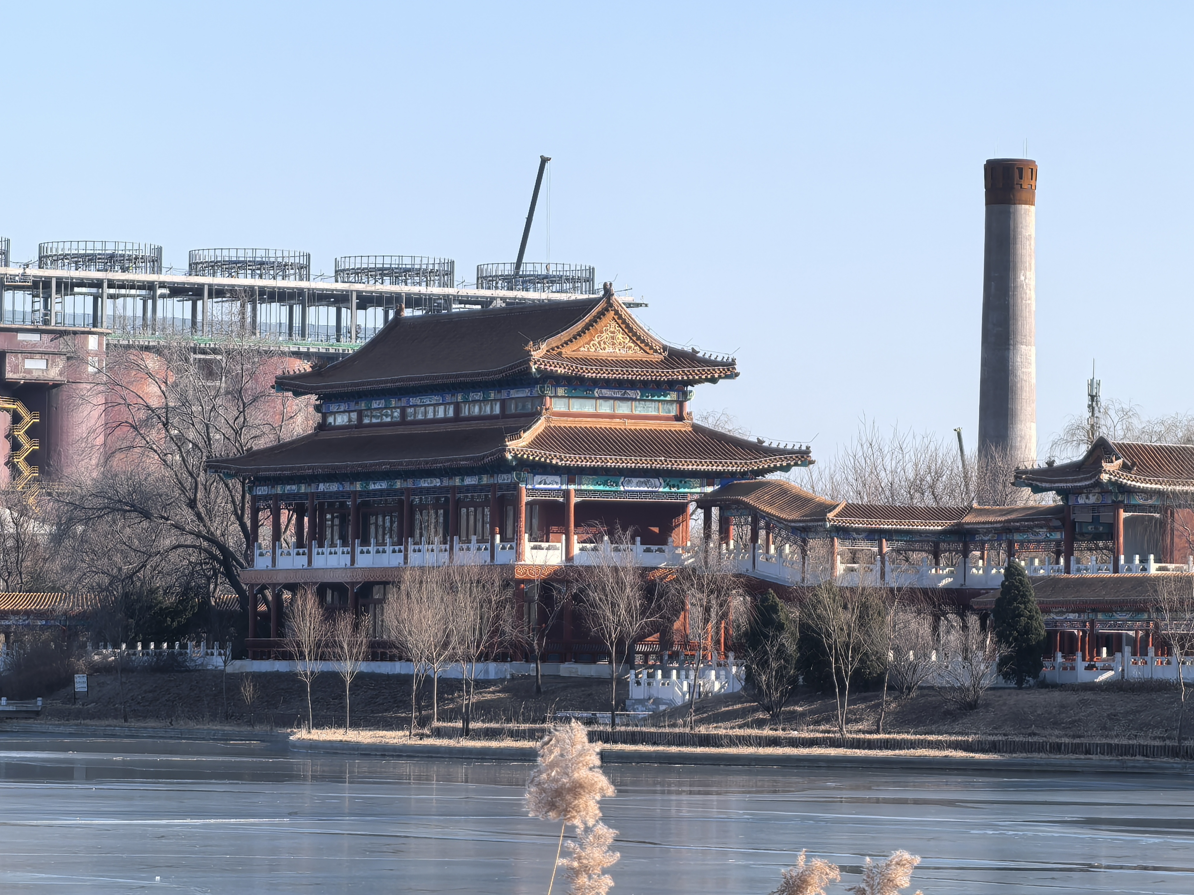 A view of Shougang Park is seen in Beijing on January 1, 2026. /CGTN