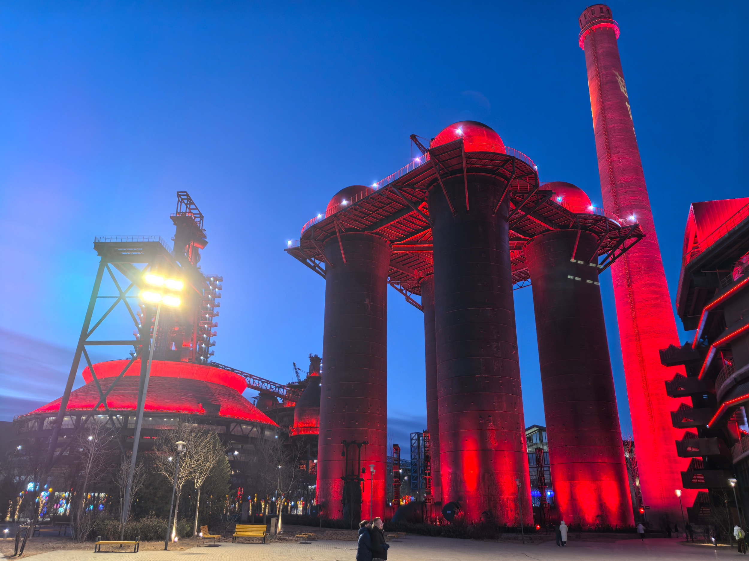 A night view of Shougang Park is seen in Beijing on January 1, 2026. /CGTN