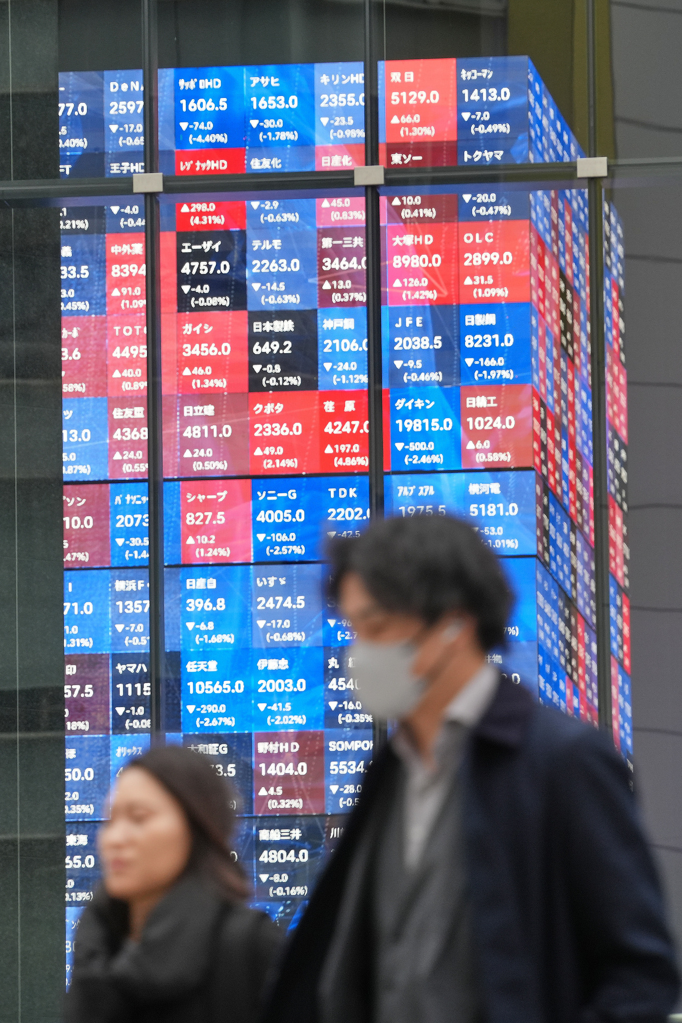 People walk in front of an electronic stock board showing Japan's stock prices at a securities firm, in Tokyo, Japan, January 7, 2026. /VCG
