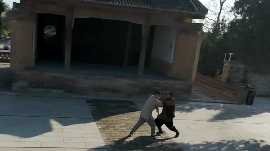 Practicing the martial art of Xingyi Quan in a Tang Dynasty temple