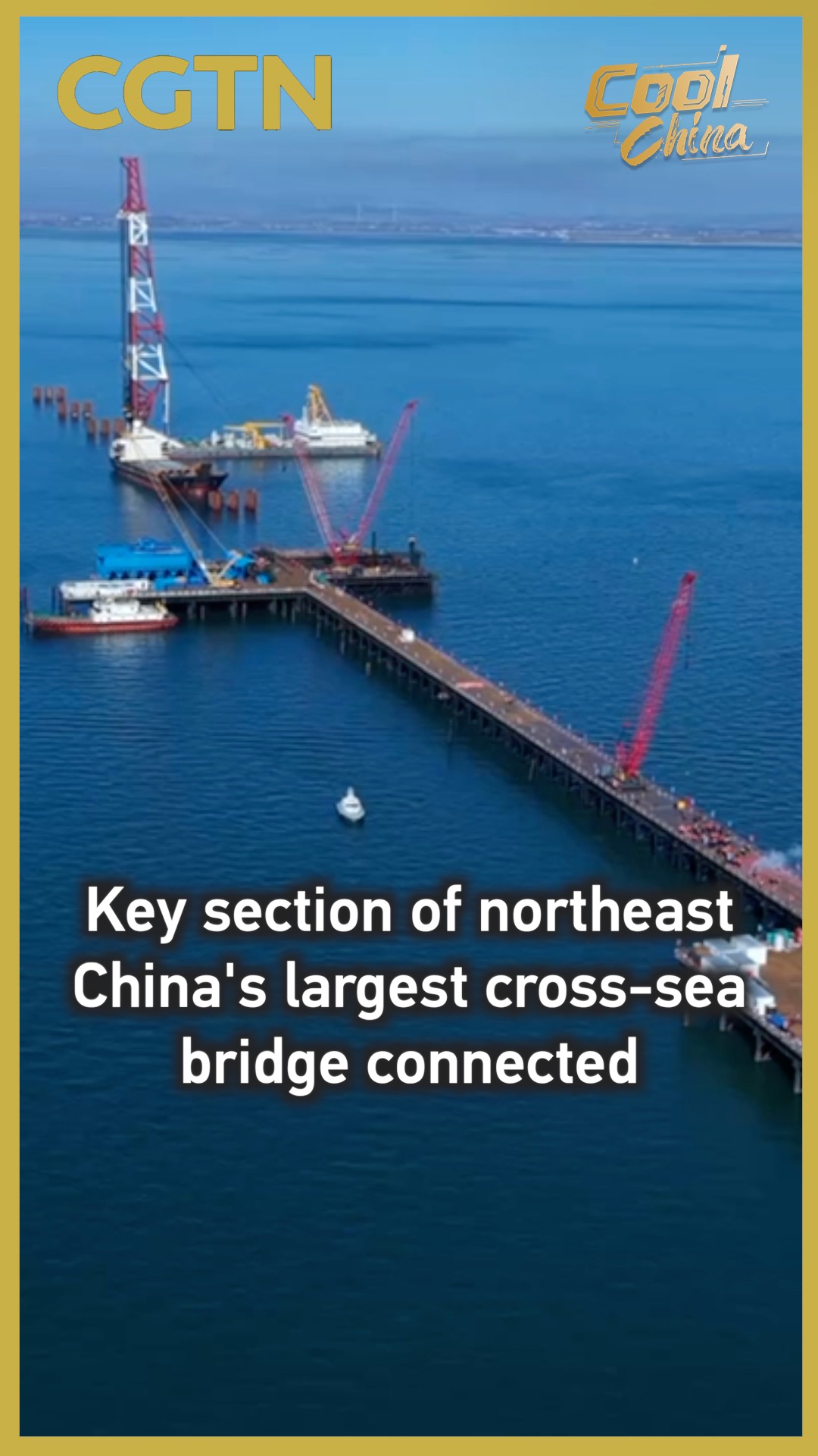 Key section of northeast China's largest cross-sea bridge connected