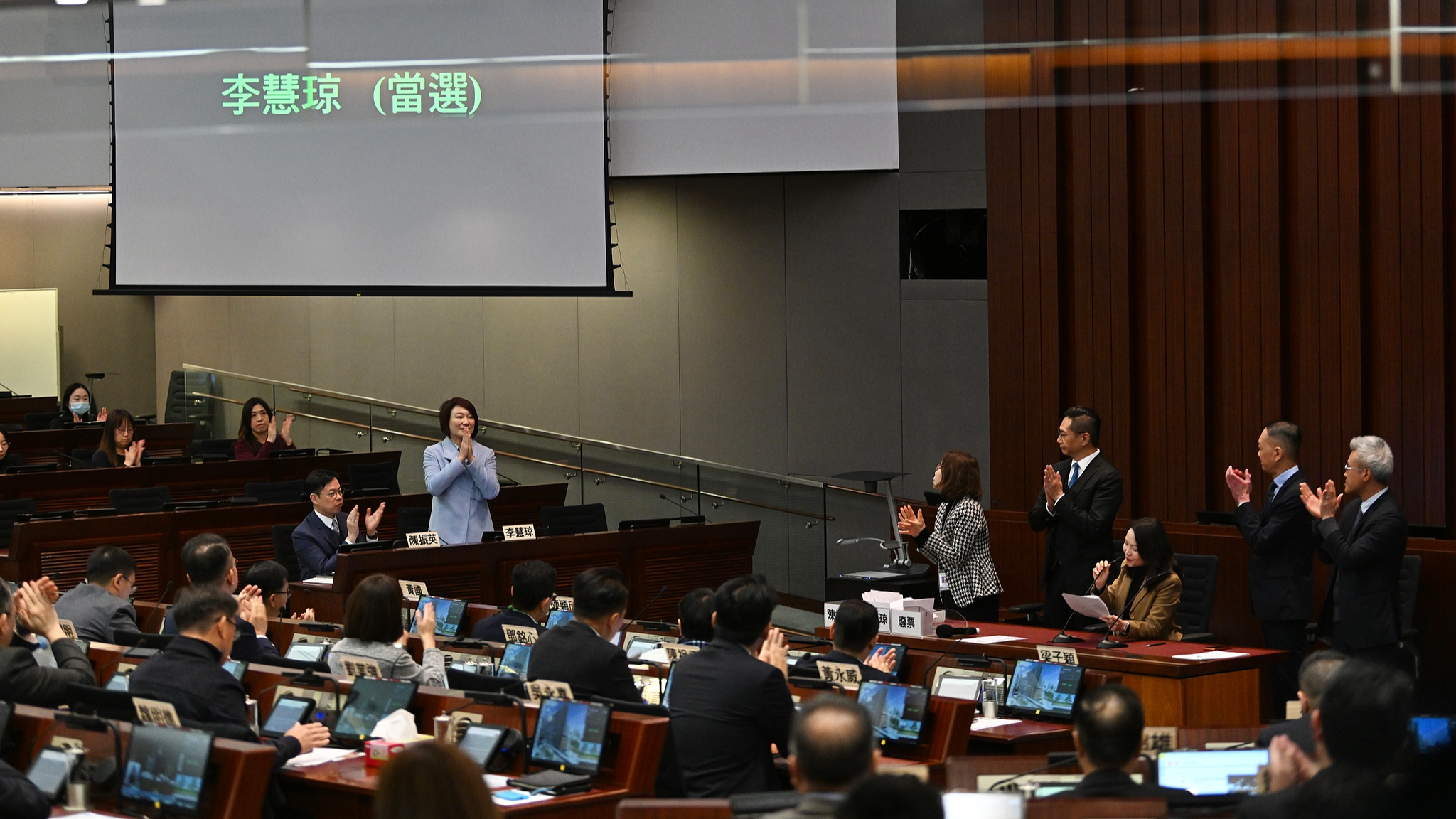 Starry Lee Wai-king is elected president of the eighth-term Legislative Council of China's Hong Kong Special Administrative Region, January 8, 2026. /VCG