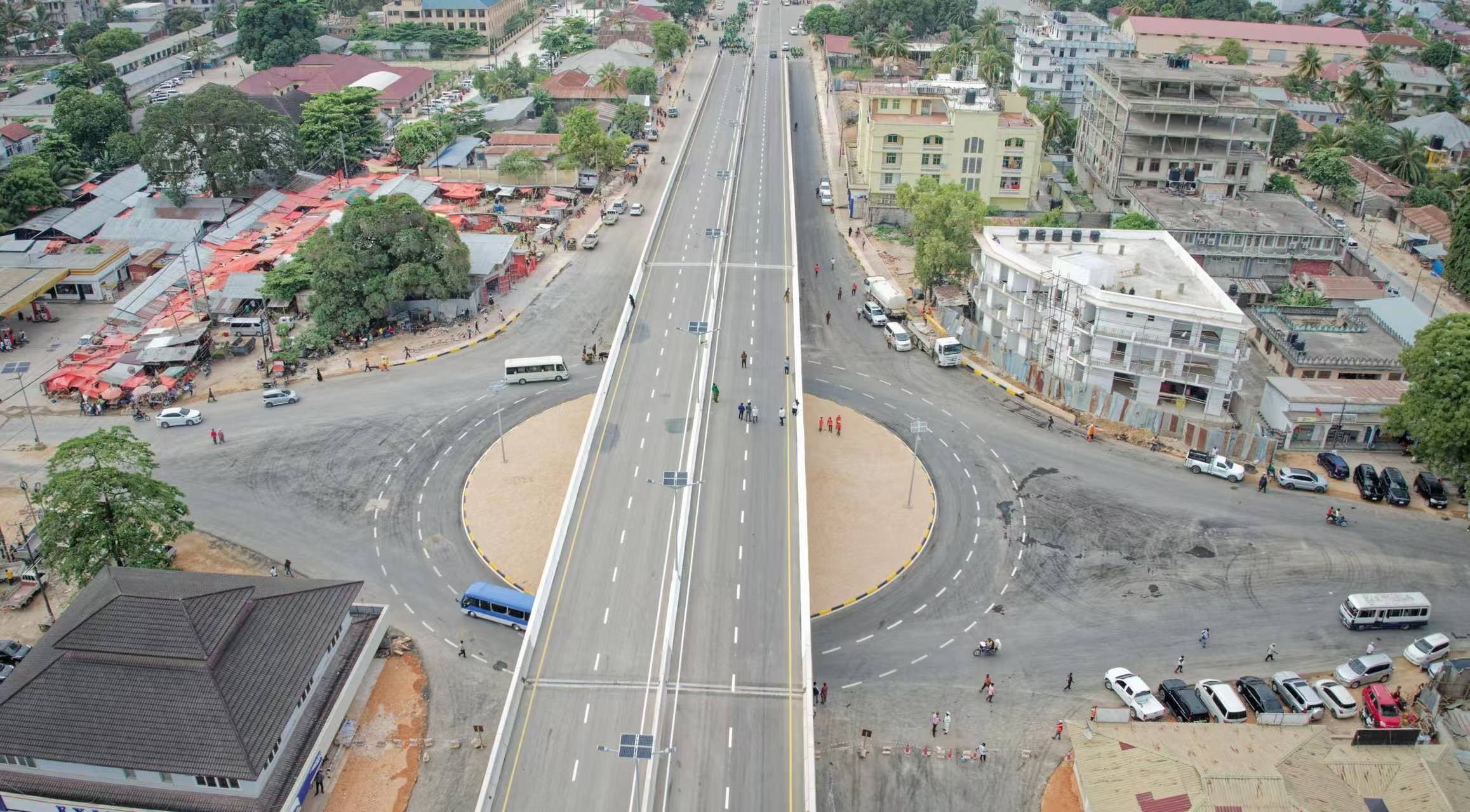 An aerial view of the newly inaugurated flyover in Zanzibar, Tanzania /China Civil Engineering Construction Corporation