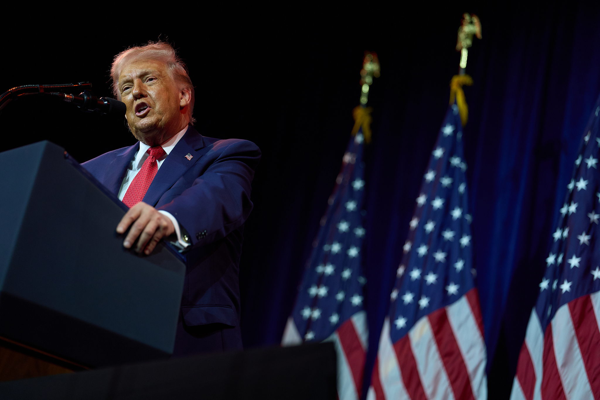 President Donald Trump speaks to House Republican lawmakers during their annual policy retreat, Tuesday, Jan. 6, 2026, in Washington./VCG