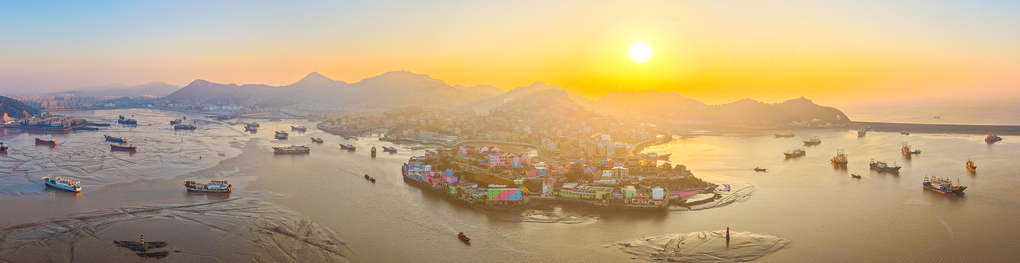 When dawn paints a coastal village