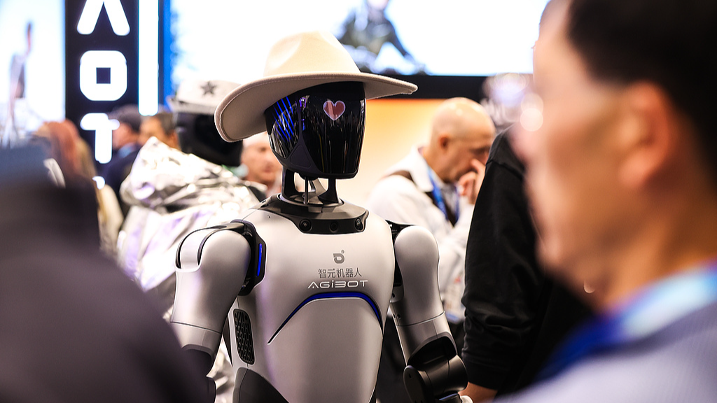 AgiBot's full-size humanoid robot is seen at the Consumer Electronics Show (CES 2026) event at the Las Vegas Convention Center on January 7, 2026. /VCG
