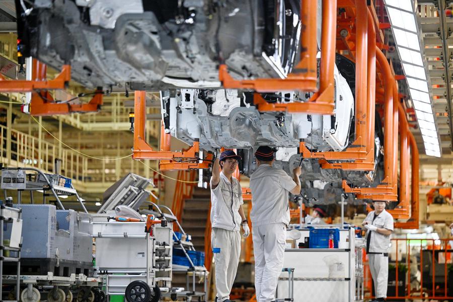 An assembly line of FAW-Volkswagen at its north China base in the city of Tianjin, July 7, 2025. /Xinhua