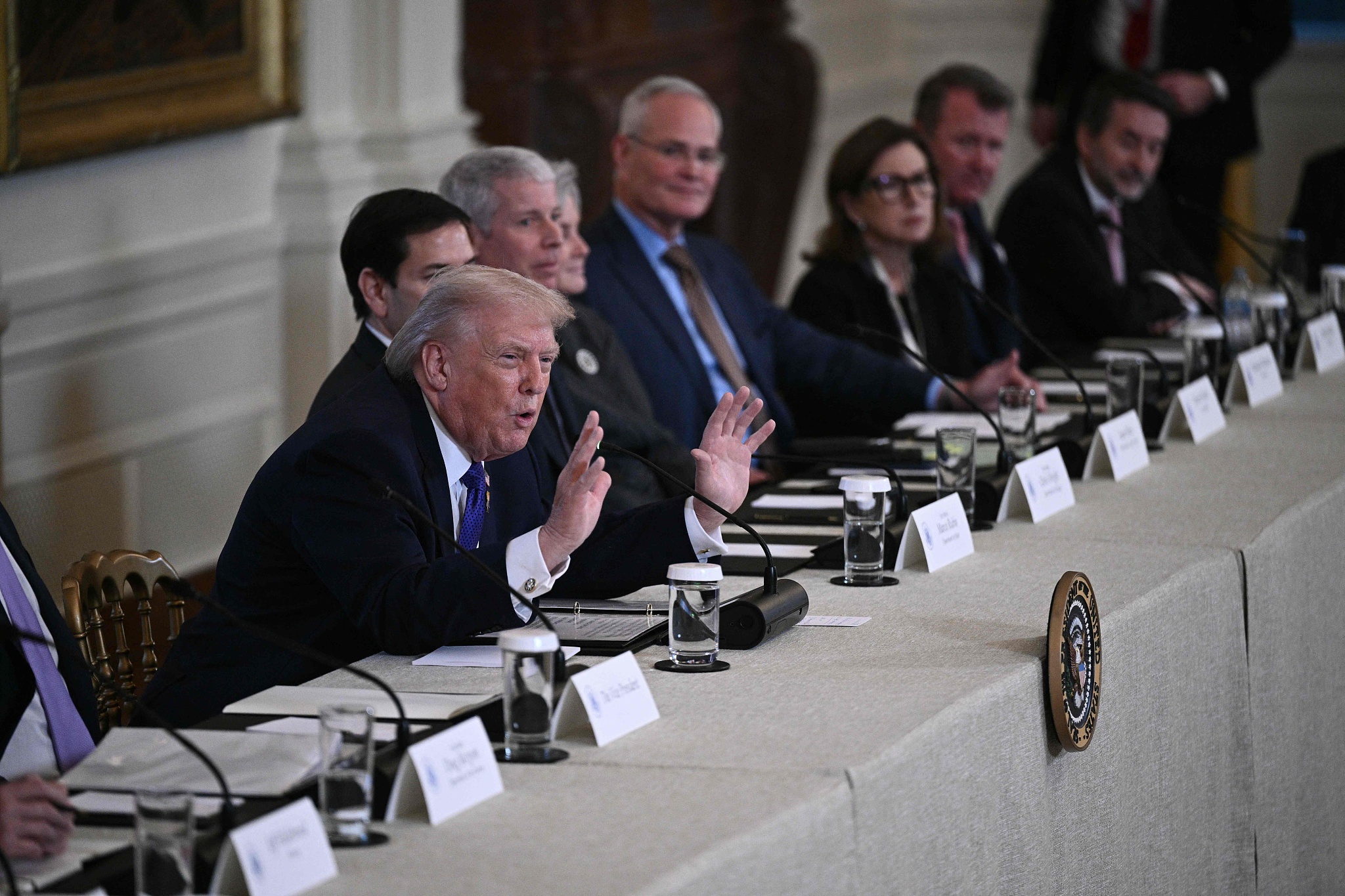 File photo of U.S. President Donald Trump speaking at a meeting with oil executives in the East Room of the White House, Friday, January 9, 2026. /VCG