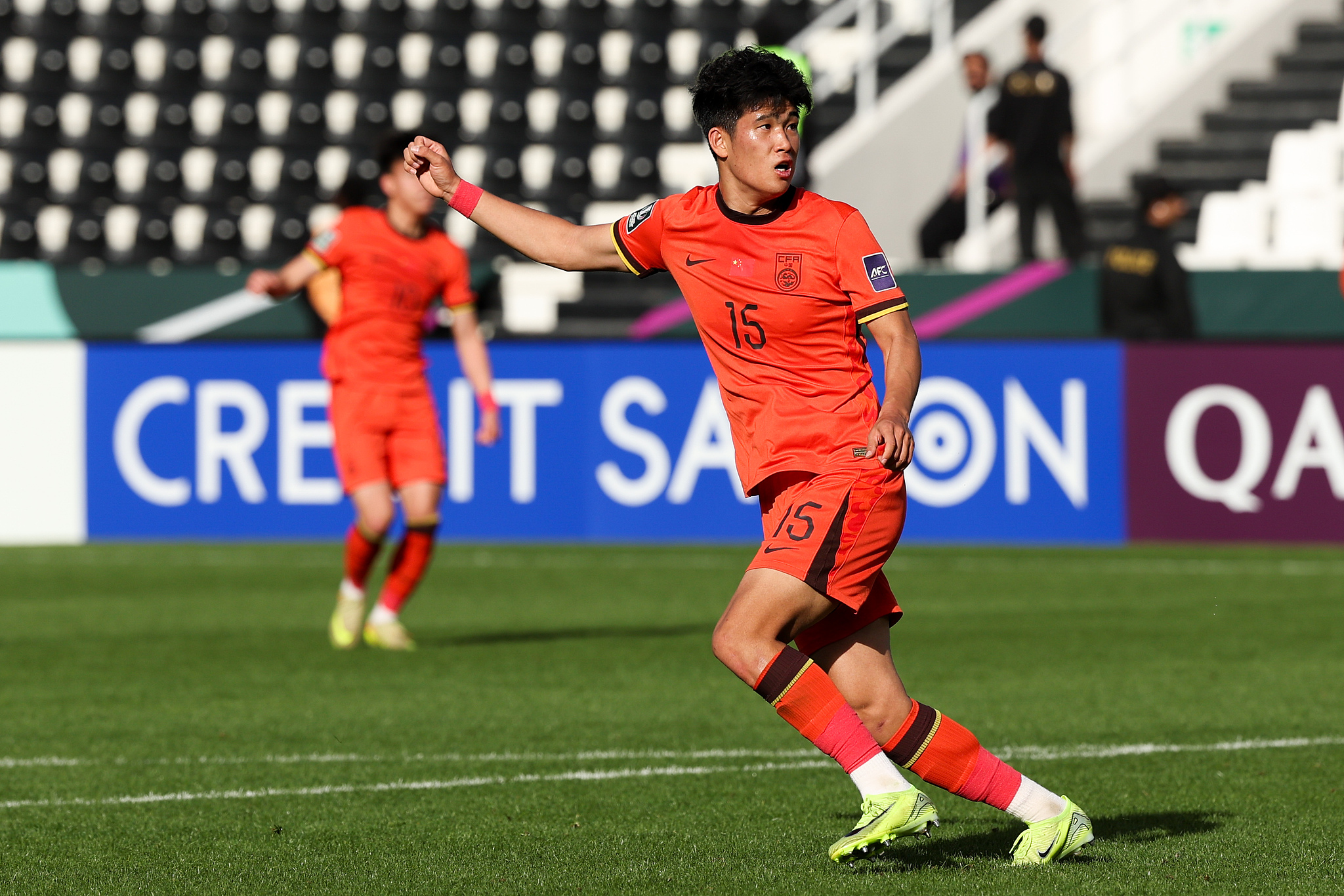 China's Peng Xiao reacts after scoring the only goal during their clash with Australia at the AFC U23 Asian Cup in Riyadh, Saudi Arabia, January 11, 2026. /VCG