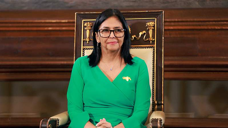 Venezuela's acting president Delcy Rodriguez gestures during an oath ceremony at the National Assembly in Caracas, January 5, 2026. /VCG