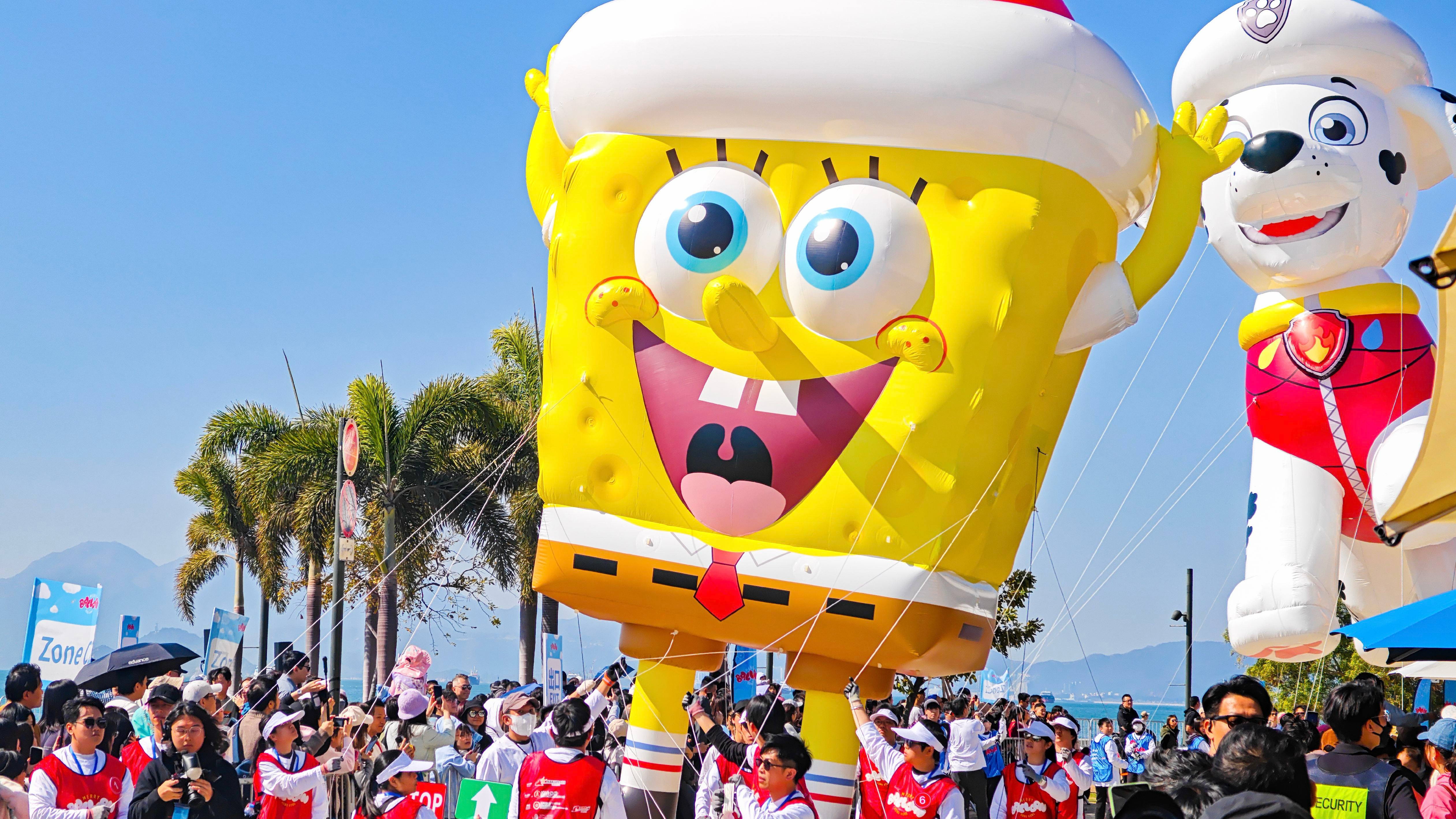 Balloon parade and bouncy wonderland lift spirits in Hong Kong