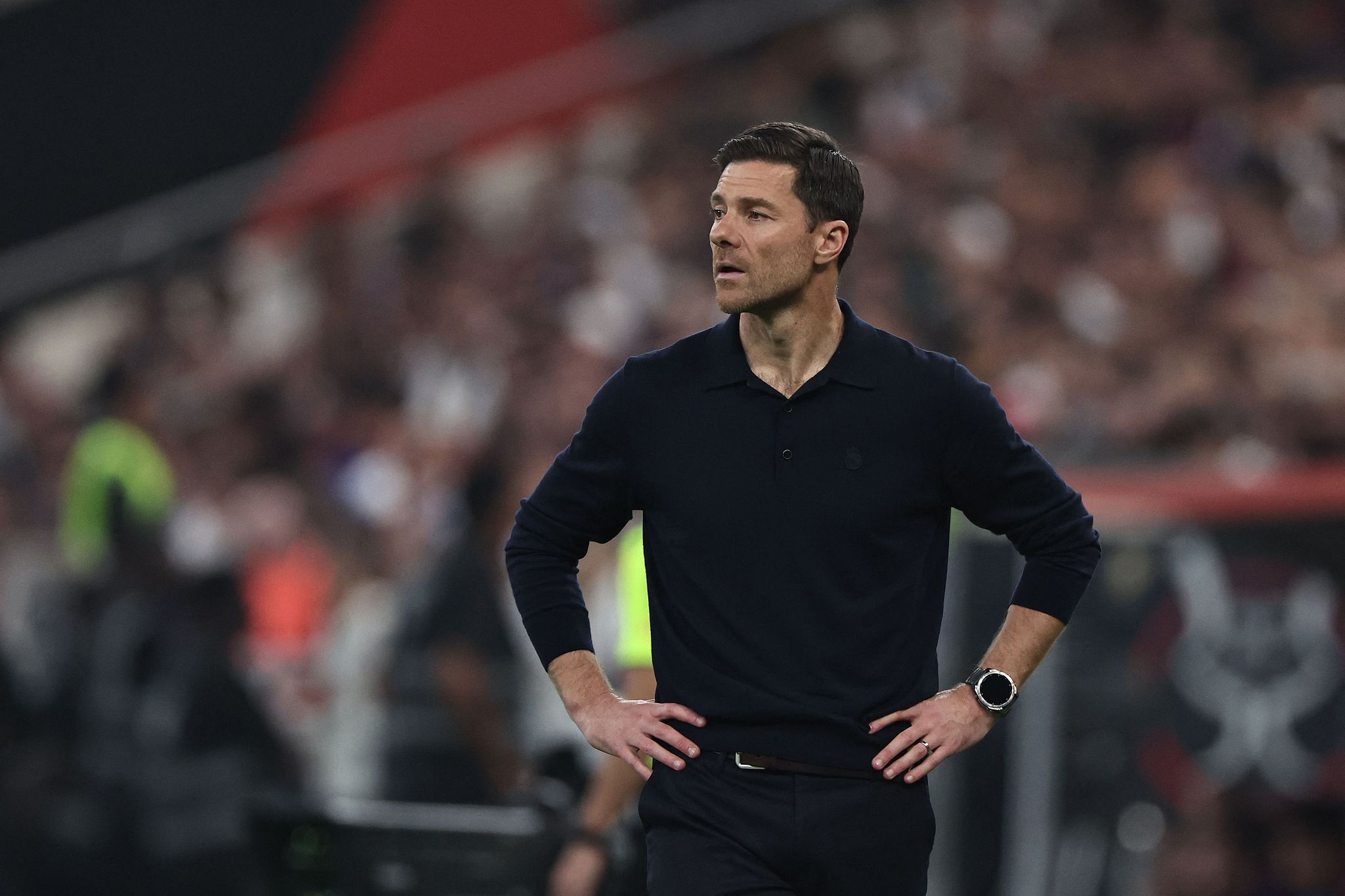 Coach Xabi Alonso of Real Madrid reacts to the Spanish Super Cup final against Barcelona at the King Abdullah Stadium in Jeddah, Saudi Arabia, January 11, 2025. /VCG