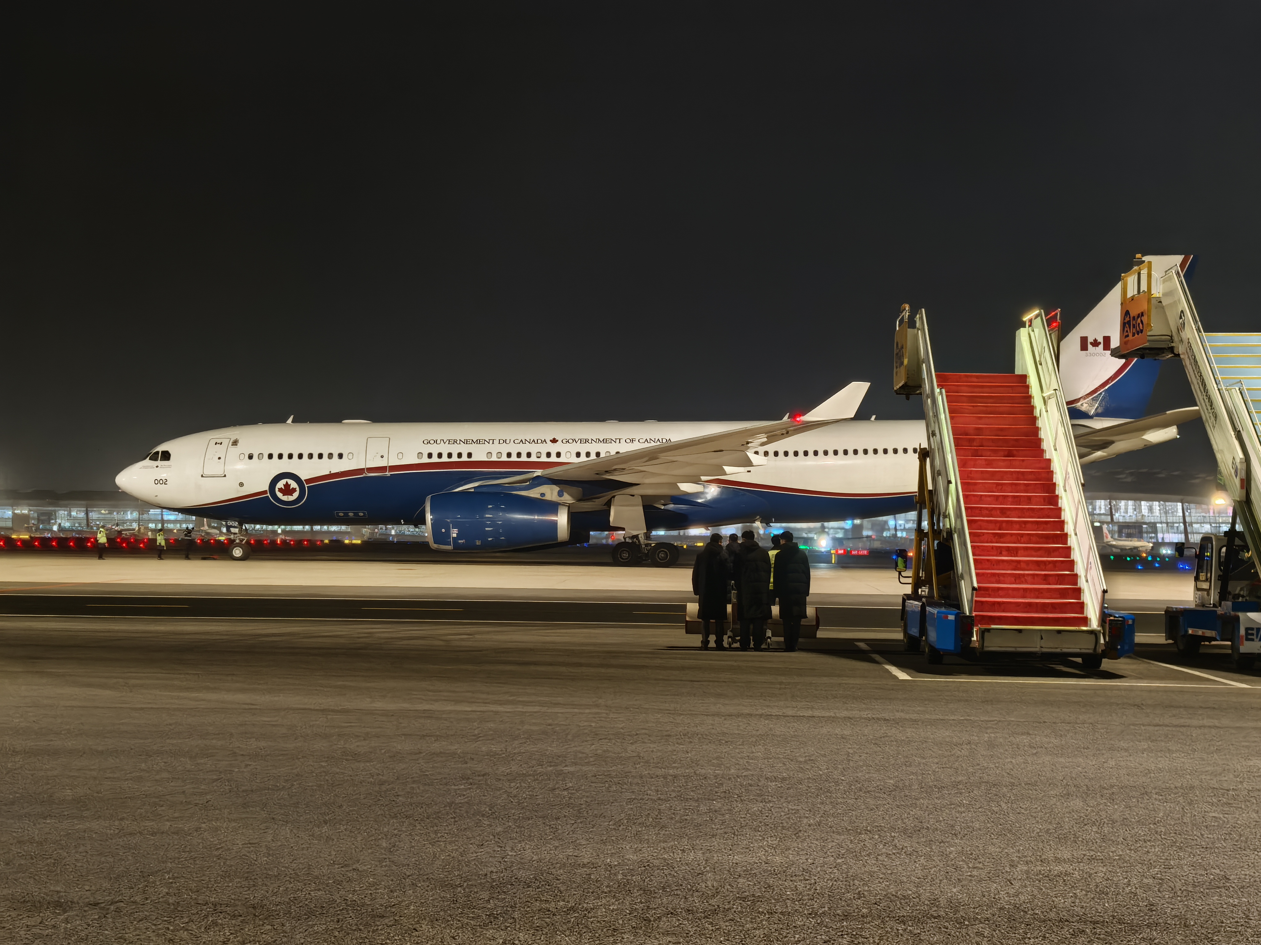 The plane carrying Canadian Prime Minister Mark Carney arrives in Beijing, January 14, 2026. /CGTN