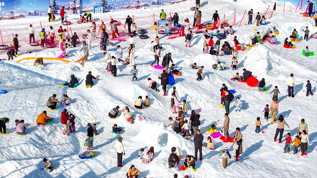 The Qingshan Lake ice and snow world in Hangzhou, Zhejiang Province is filled with visitors enjoying winter activities, January 10, 2026. /VCG