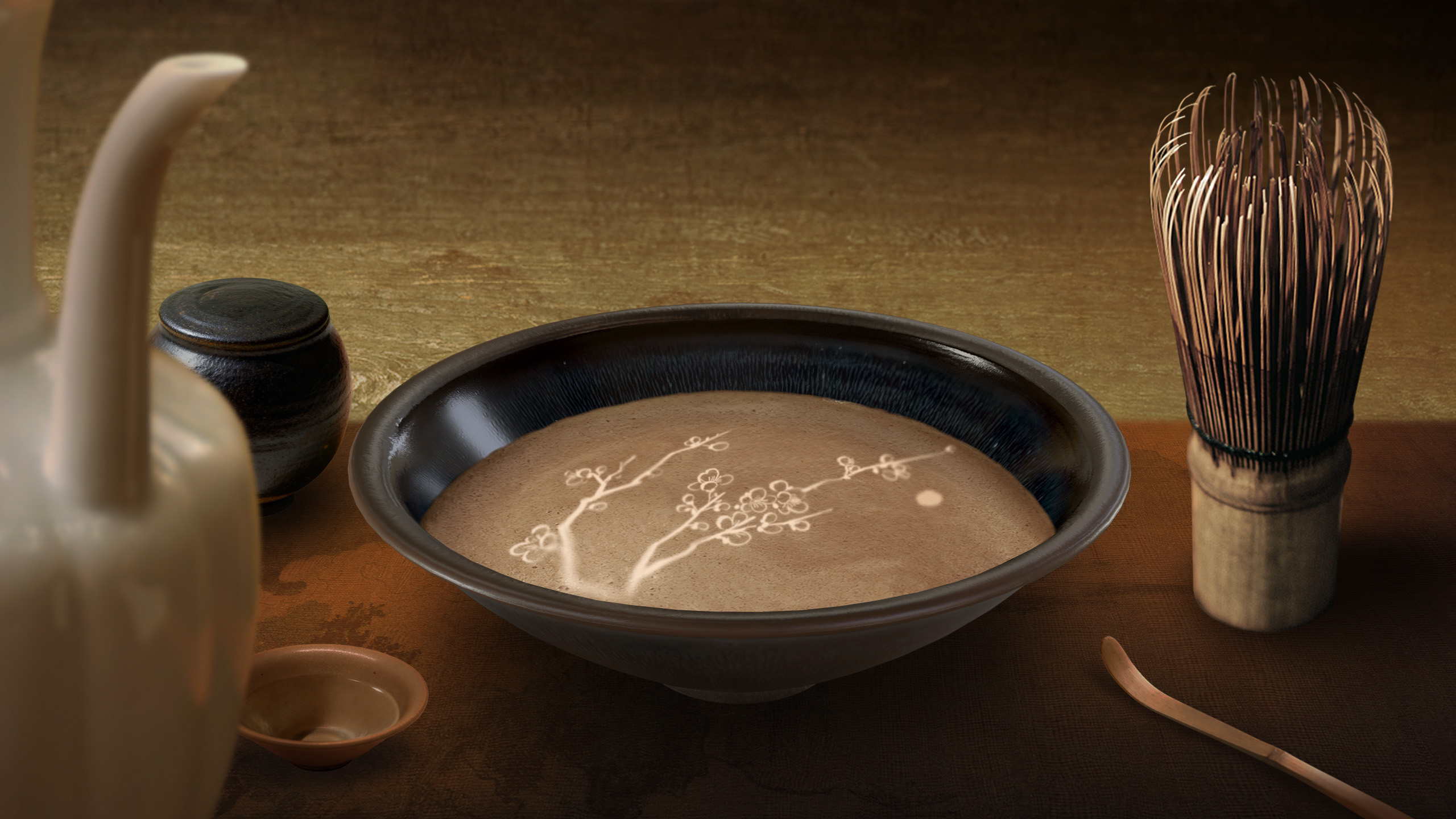 A screenshot from the virtual exhibition showing a unique technique that creates a pattern on the surface of tea soup. /CGTN