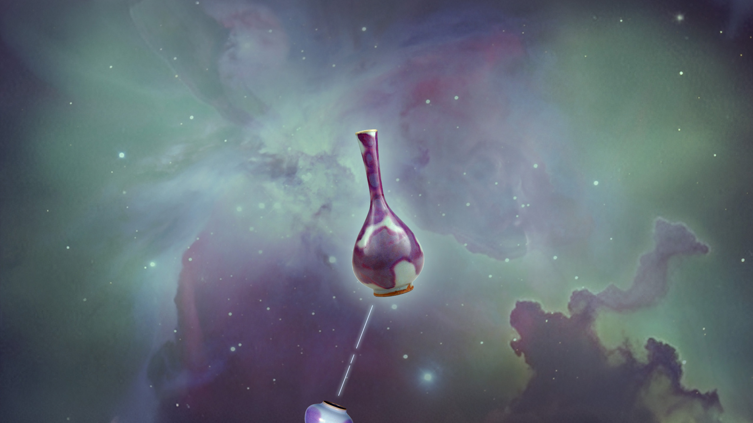 A screenshot from the virtual exhibition showing the Jun ware, featuring purple and lavender glaze over blue-green bodies. /CGTN