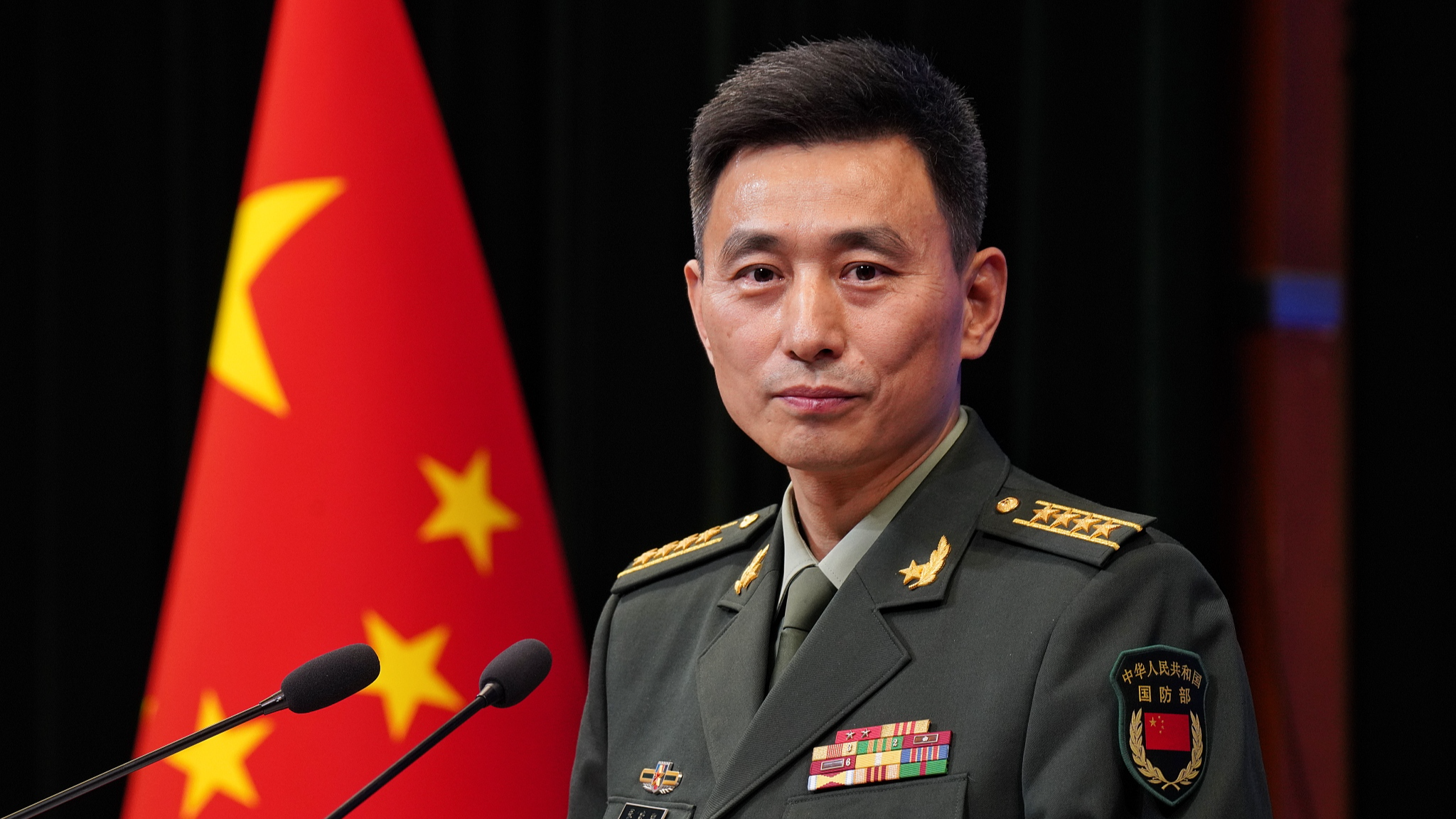 Zhang Xiaogang, spokesperson for the Ministry of National Defense, speaks at a press conference in Beijing, October 30, 2025. /VCG