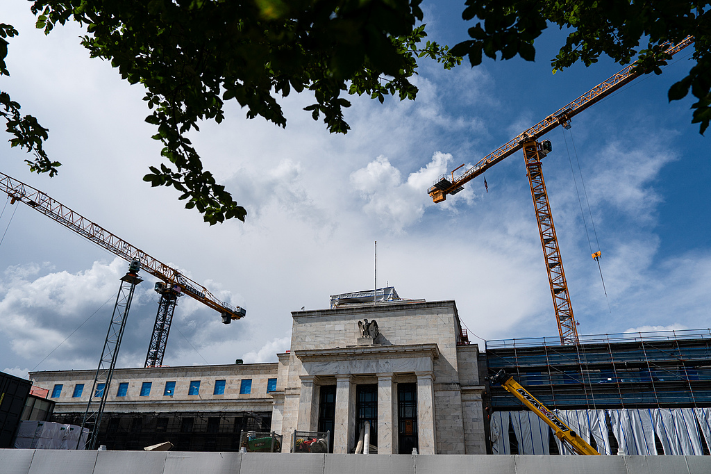 Clouds gather over the under-renovation Marriner S. Eccles Federal Reserve building in Washington, DC, US, July 14, 2025. /VCG